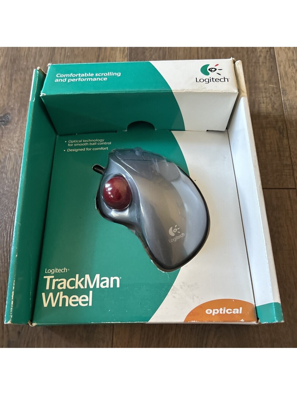 Logitech TrackMan Wheel Optical Mouse OPT TMAN 904353-0403 IOB Tested Working